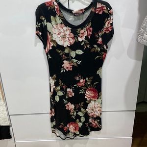 Black floral midi BodyCon dress